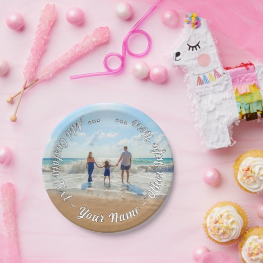 Aangepaste tekst Uw fotopapier Borden Papieren Bordje (Feest)