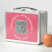 Aangepaste tekst Uw QR-code metalen lunchbox voorb (In situ)