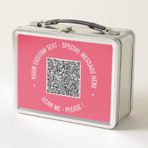 Aangepaste tekst Uw QR-code metalen lunchbox voorb