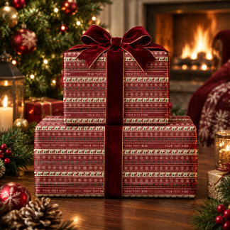 Aangepaste Tekst Vakantie Fair Isle Breipatroon Cadeaupapier