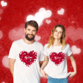 Aangepaste tekst Valentijnse rode roos hart vorm p T-shirt