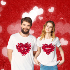 Aangepaste tekst Valentijnse rode roos hart vorm p T-shirt