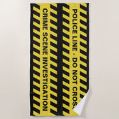 Aangepaste tekst van de badhanddoek "Politielijn" (Voorkant)