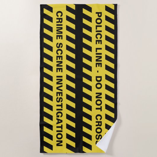 Aangepaste tekst van de badhanddoek "Politielijn" (Voorkant)