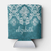 Aangepaste tekst van het grijze Damasertype Turquo Blikjeskoeler (Achterkant)