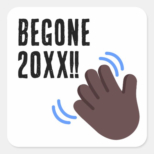 Aangepaste tekst vanaf 20XX Dark Waving Hand Emoji Vierkante Sticker (Voorkant)