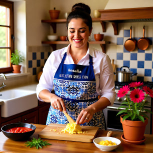 Aangepaste tekst 💙 Verbluffend blauw Azulejos Schort