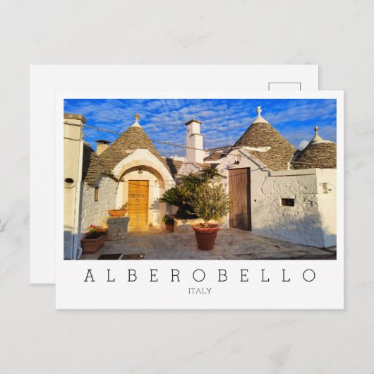 Aangepaste tekst, verbluffende stad Alberobello, P Briefkaart (Voorkant / Achterkant)