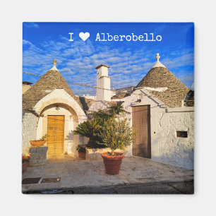 Aangepaste tekst, verbluffende stad Alberobello, P Magneet