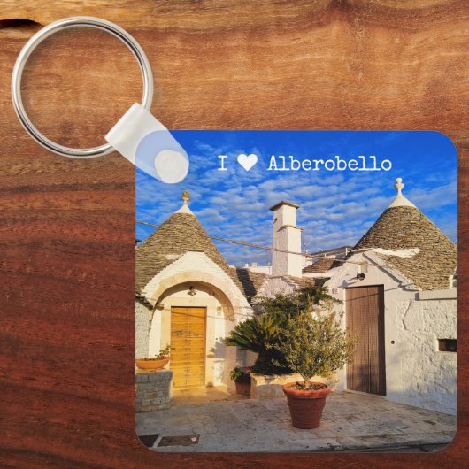 Aangepaste tekst, verbluffende stad Alberobello, P Sleutelhanger (Voorkant)