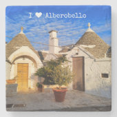 Aangepaste tekst, verbluffende stad Alberobello, P Stenen Onderzetter (Voorkant)