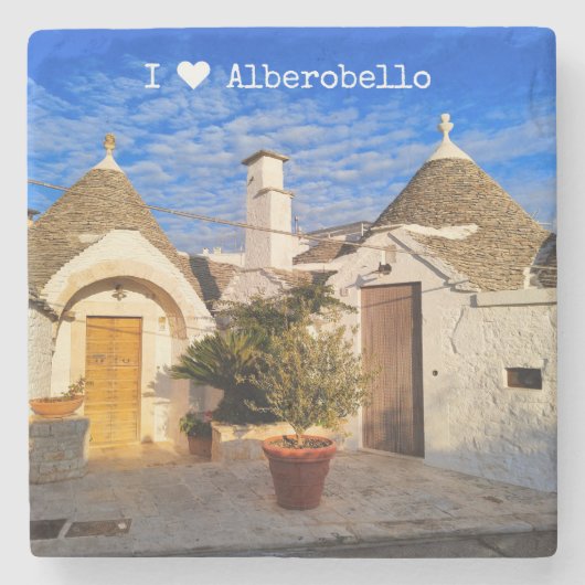 Aangepaste tekst, verbluffende stad Alberobello, P Stenen Onderzetter (Voorkant)