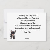 Aangepaste tekst, Verjaardag Frenchie pup verjaard Feestdagenkaart (Achterkant)