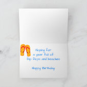 Aangepaste tekst Verjaardag Teenslippers & strande Kaart (Binnen)