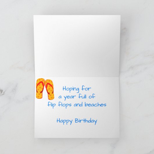 Aangepaste tekst Verjaardag Teenslippers & strande Kaart (Binnen)