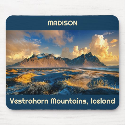 Aangepaste tekst Vestrahorn-bergen, IJsland Muismat (Voorkant)