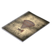 Aangepaste tekst vintage ballon steampunk sepia ti notitieboek (Linkerzijde)