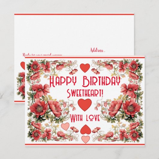 Aangepaste tekst vintage klaproos verjaardagsboeke briefkaart (Voorkant / Achterkant)