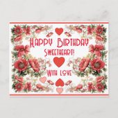 Aangepaste tekst vintage klaproos verjaardagsboeke briefkaart (Voorkant)