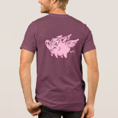 Aangepaste tekst vliegende varkens Tri-Blend shirt (Achterkant)