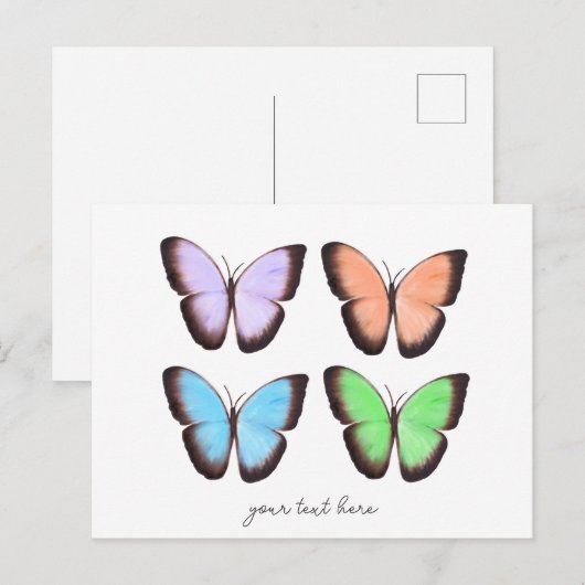 Aangepaste tekst  vlinders briefkaart (Voorkant / Achterkant)