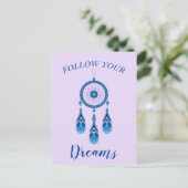 Aangepaste tekst Volg je dromen Blauwe Drocatcher Briefkaart (Staand voorkant)