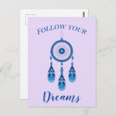 Aangepaste tekst Volg je dromen Blauwe Drocatcher Briefkaart (Voorkant / Achterkant)