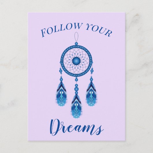 Aangepaste tekst Volg je dromen Blauwe Drocatcher Briefkaart (Voorkant)