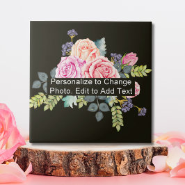 Aangepaste tekst voor aangepaste Floral Photo Artw Tegeltje