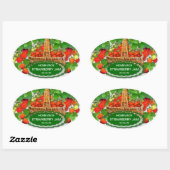 Aangepaste tekst voor aardbeienjam ovale sticker (Vel)