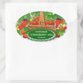 Aangepaste tekst voor aardbeienjam ovale sticker (Tas)