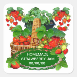 Aangepaste tekst voor aardbeienjam vierkante sticker