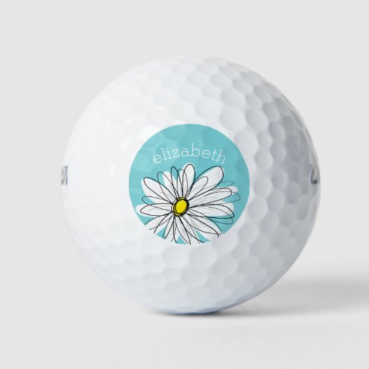 Aangepaste tekst voor Aqua en Yellow Whimsical Dai Golfballen (Voorkant)