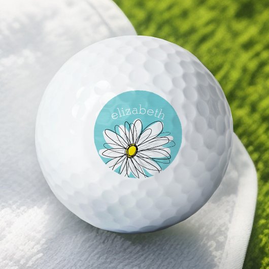 Aangepaste tekst voor Aqua en Yellow Whimsical Dai Golfballen