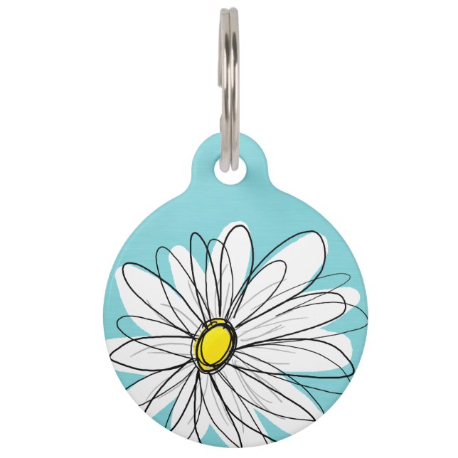 Aangepaste tekst voor Aqua en Yellow Whimsical Dai Huisdierpenning (Voorkant)