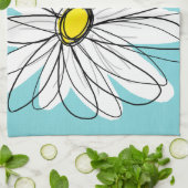 Aangepaste tekst voor Aqua en Yellow Whimsical Dai Theedoek (Gevouwen)