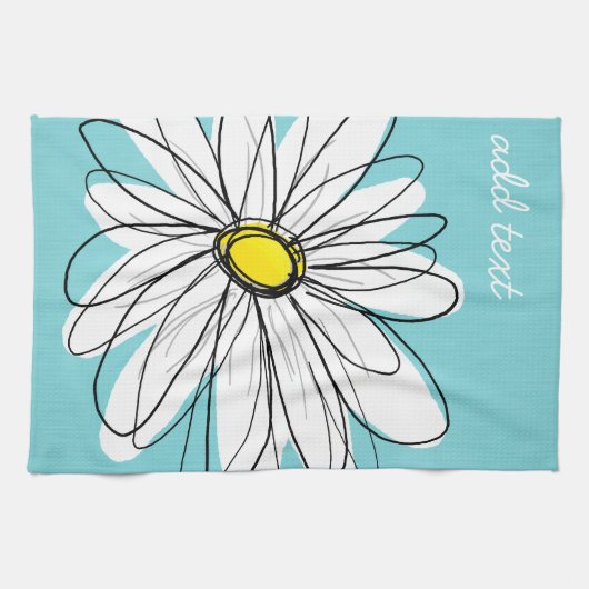 Aangepaste tekst voor Aqua en Yellow Whimsical Dai Theedoek (Horizontaal)