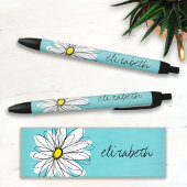 Aangepaste tekst voor Aqua en Yellow Whimsical Dai Zwarte Inkt Pen
