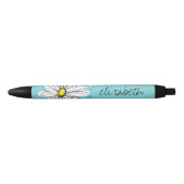 Aangepaste tekst voor Aqua en Yellow Whimsical Dai Zwarte Inkt Pen (Voorkant)