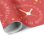 Aangepaste tekst voor Baseball-verjaardag rood Cadeaupapier (Rol Hoek)