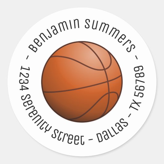Aangepaste tekst voor Basketball Ball Ronde Sticker (Voorkant)