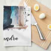 Aangepaste tekst voor beste kat-mam in elk venster theedoek (Quarter Fold)