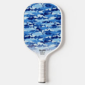 Aangepaste tekst voor Blauw haaienpatroon Pickleball Paddle (Achterkant)