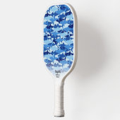 Aangepaste tekst voor Blauw haaienpatroon Pickleball Paddle (Links)