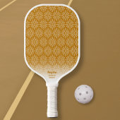 Aangepaste tekst voor Boho Retro Golden Floral Pat Pickleball Paddle