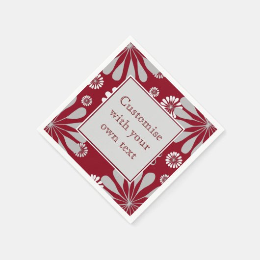 Aangepaste tekst voor Bourgogne en grijze Floral Servet (Hoek)