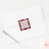 Aangepaste tekst voor Bourgogne en grijze Floral Vierkante Sticker (Envelop)