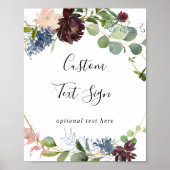 Aangepaste tekst voor Bourgogne Floral en Greenery Poster (Voorkant)