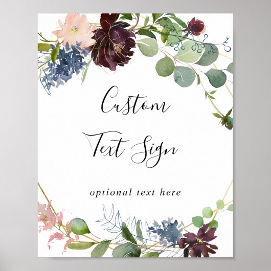 Aangepaste tekst voor Bourgogne Floral en Greenery Poster (Voorkant)