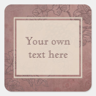 Aangepaste tekst voor Bourgogne Wine Grapevine Vierkante Sticker